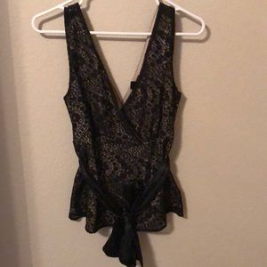 H&M black tan lace top